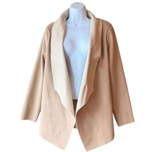 DICTIONARY Open‎ Front Waterfall Collar Draped Cardigan Tan Size Large NWT